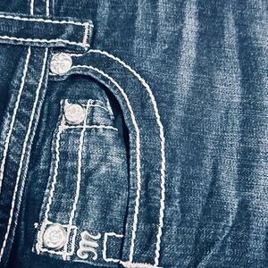 Miss Me Dark Blue Boot Cut Jeans with White Stitching. Beautiful jeans♥️